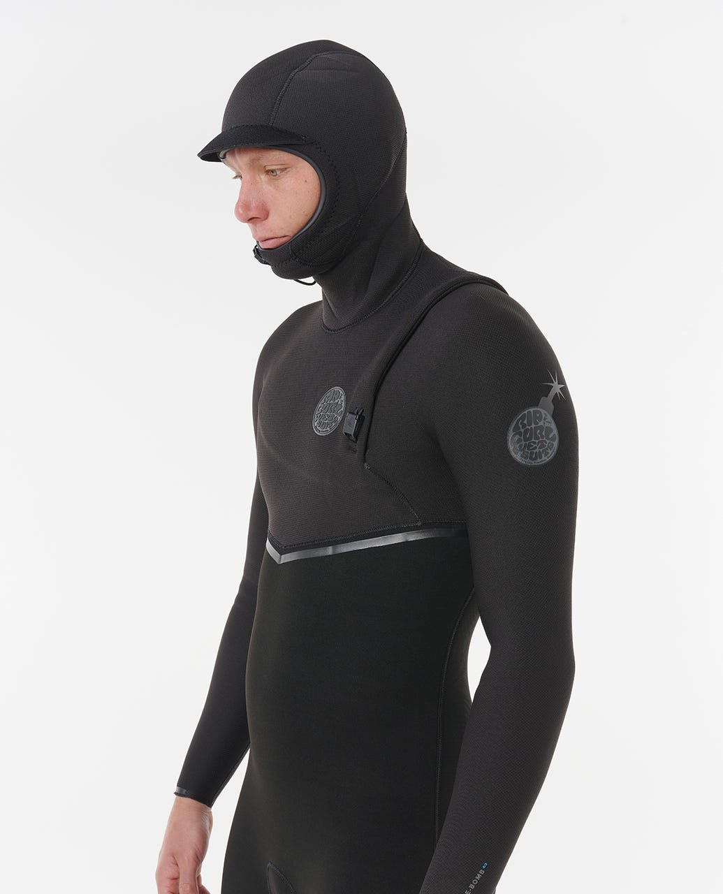 Rip Curl Men E-Bomb 5/4 Zip Free With Hood Fullsuit Wetsuit