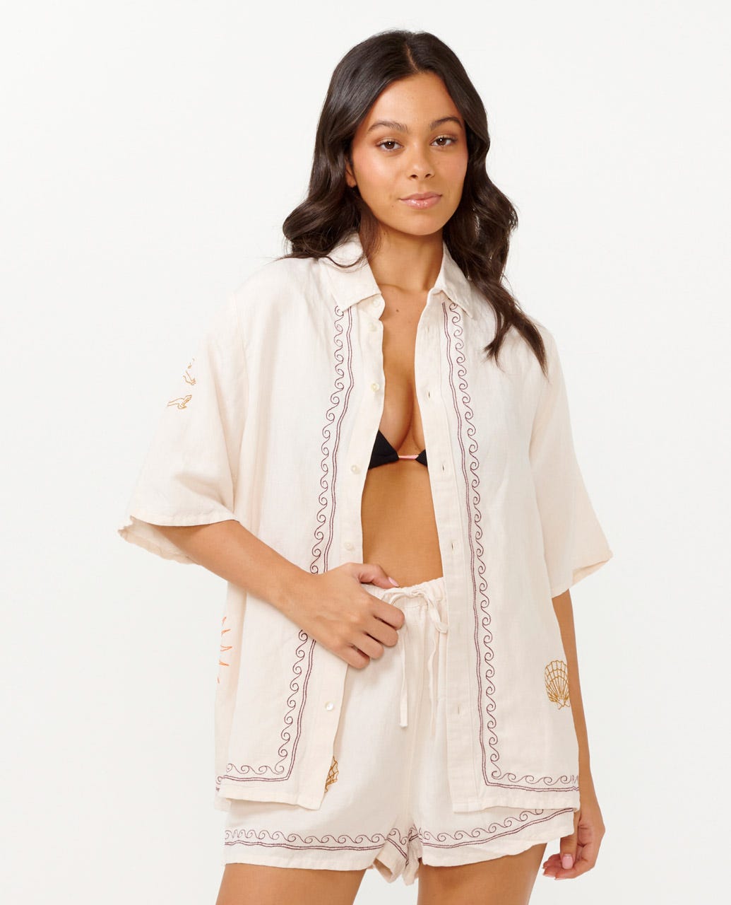 Rip Curl Women Beach Party Embroidered Shirt