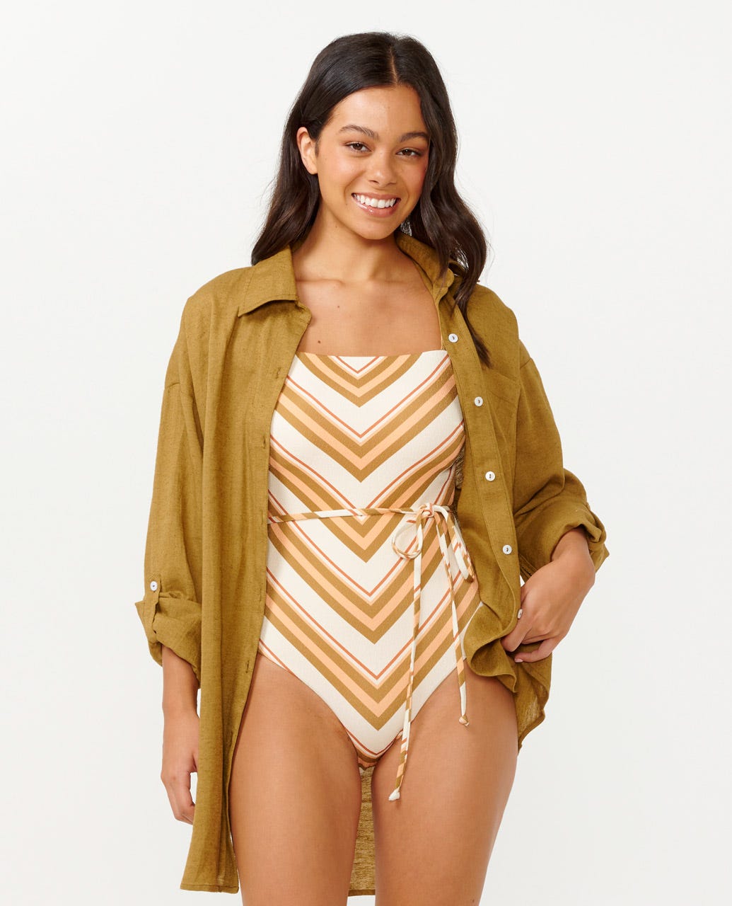 Rip Curl Women Premium Linen Long Sleeve Button Through Shirt