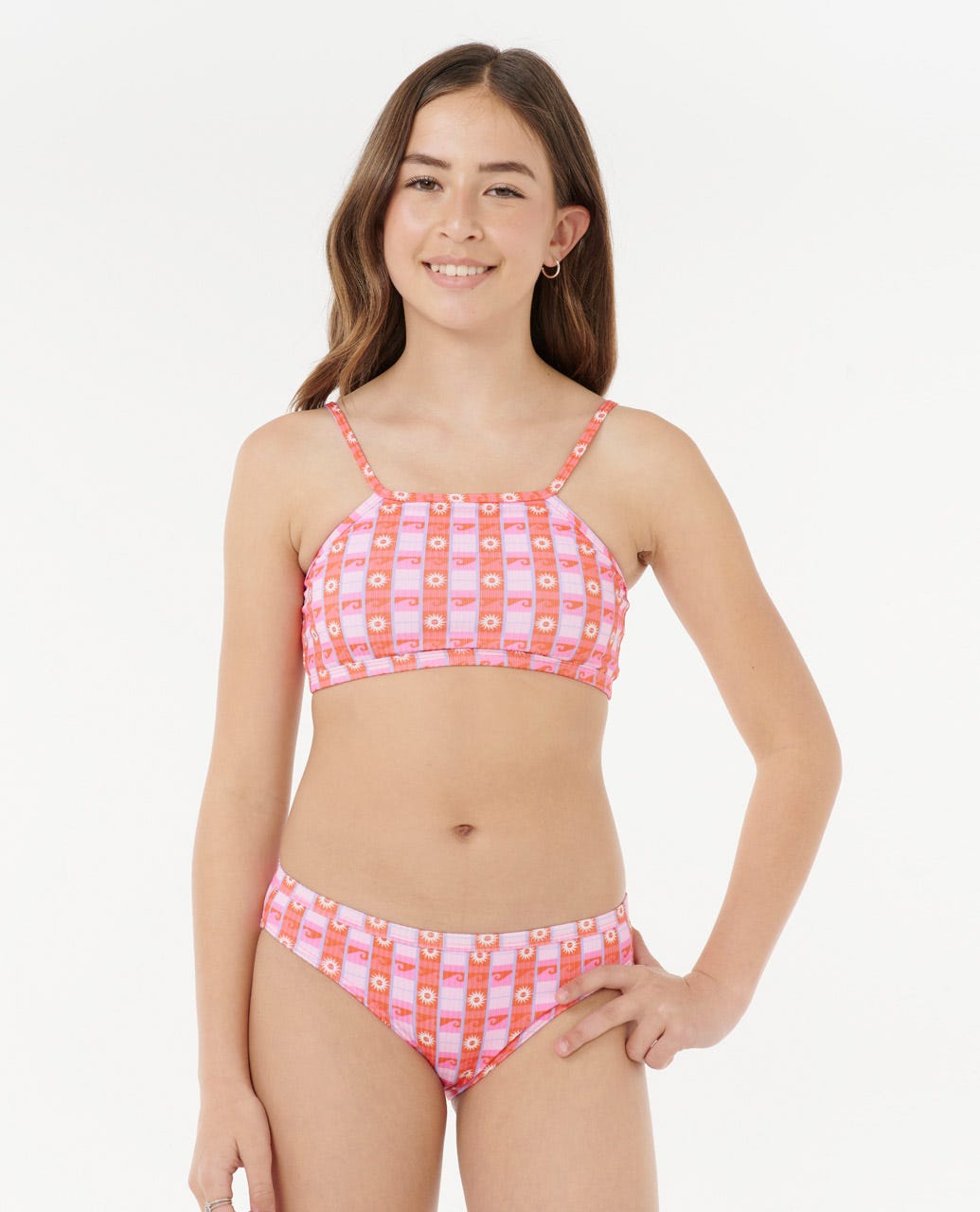 Rip Curl Kids Sunset Check Rib Bikini - Girls (8-14 years)