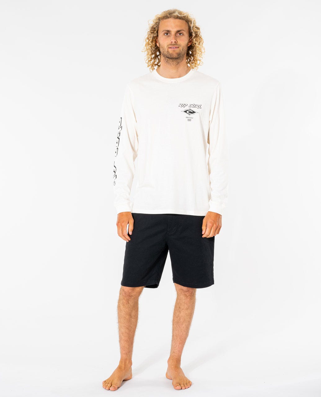 Rip Curl Men Fade Out Icon Long Sleeve Relaxed Tee