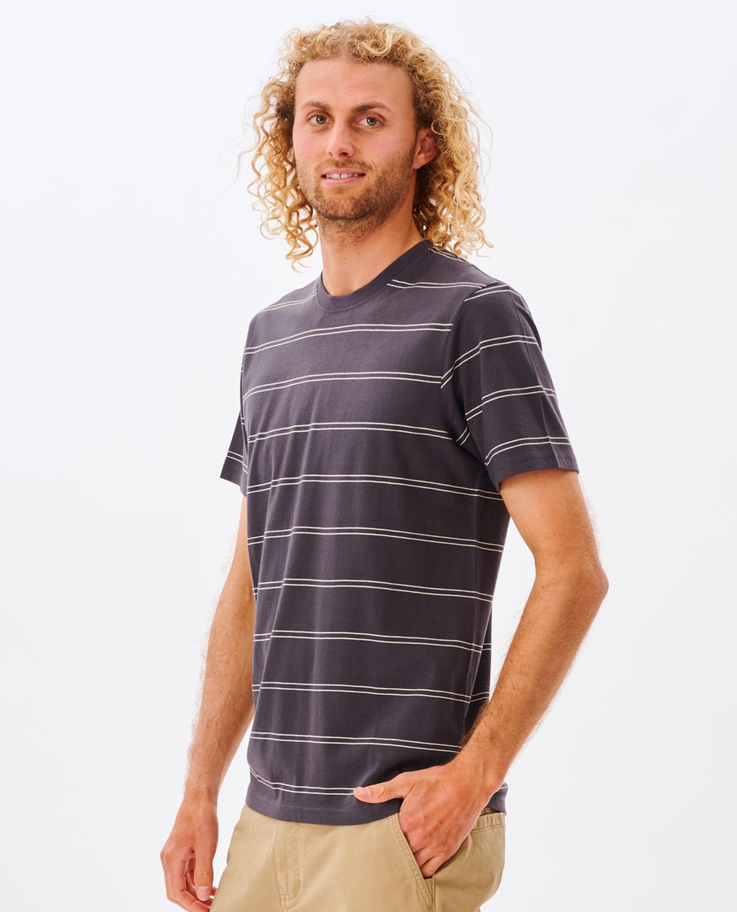 Rip Curl Men Plain Stripe Standard Tee