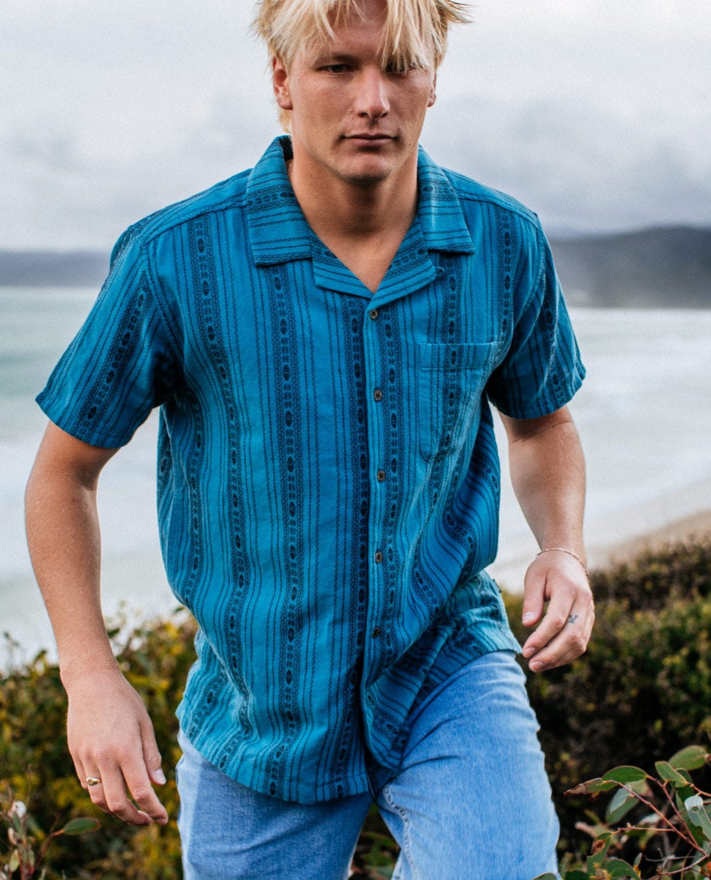 Rip Curl Men Raw Energy Stripe Short Sleeve Shirt