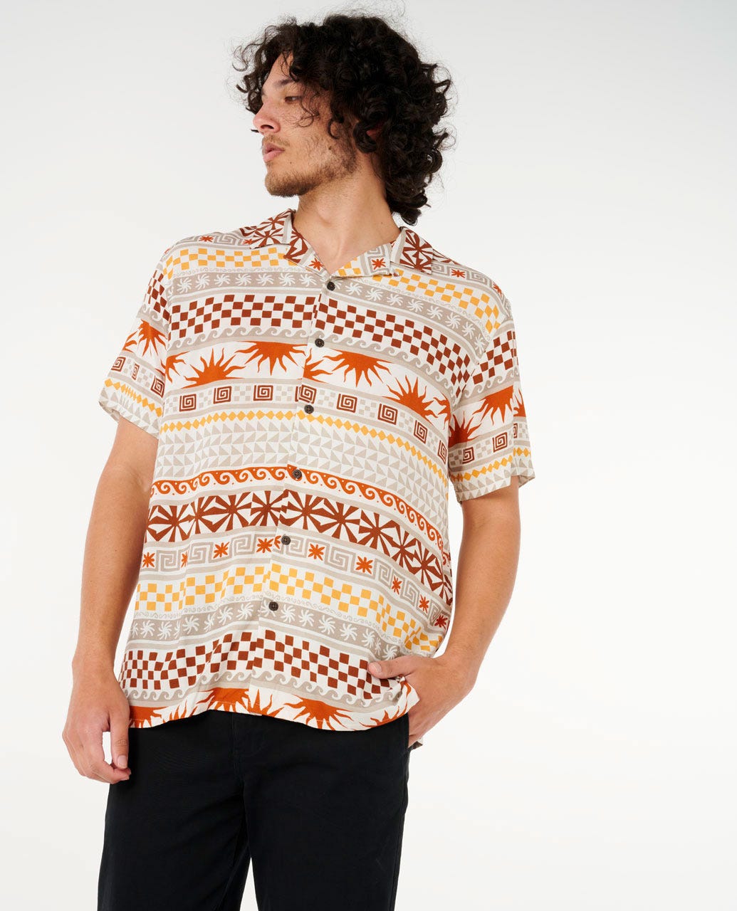 Rip Curl Men Fun Times Stripe Short Sleeve Shirt