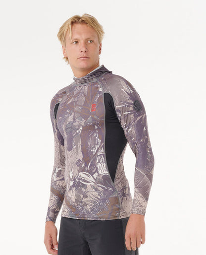 Rip Curl Men Search UPF50 Performance Hood Long Sleeve Rash Guard