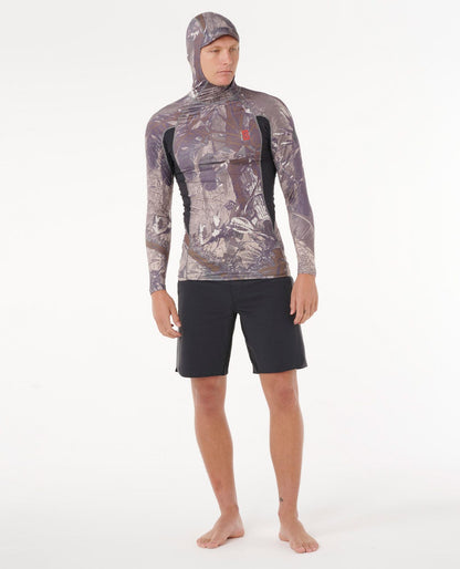 Rip Curl Men Search UPF50 Performance Hood Long Sleeve Rash Guard