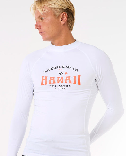 Rip Curl Men Hawaii UPF Performance Long Sleeve Rash Guard