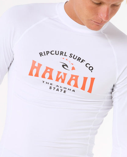 Rip Curl Men Hawaii UPF Performance Long Sleeve Rash Guard