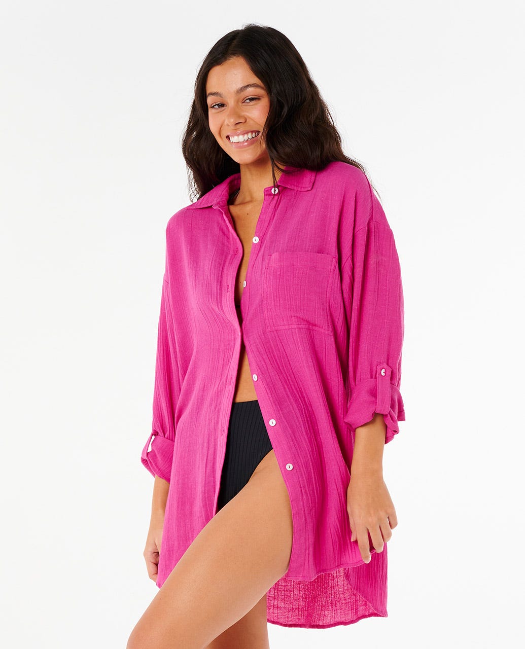 Rip Curl Women Premium Linen Long Sleeve Button Through Shirt