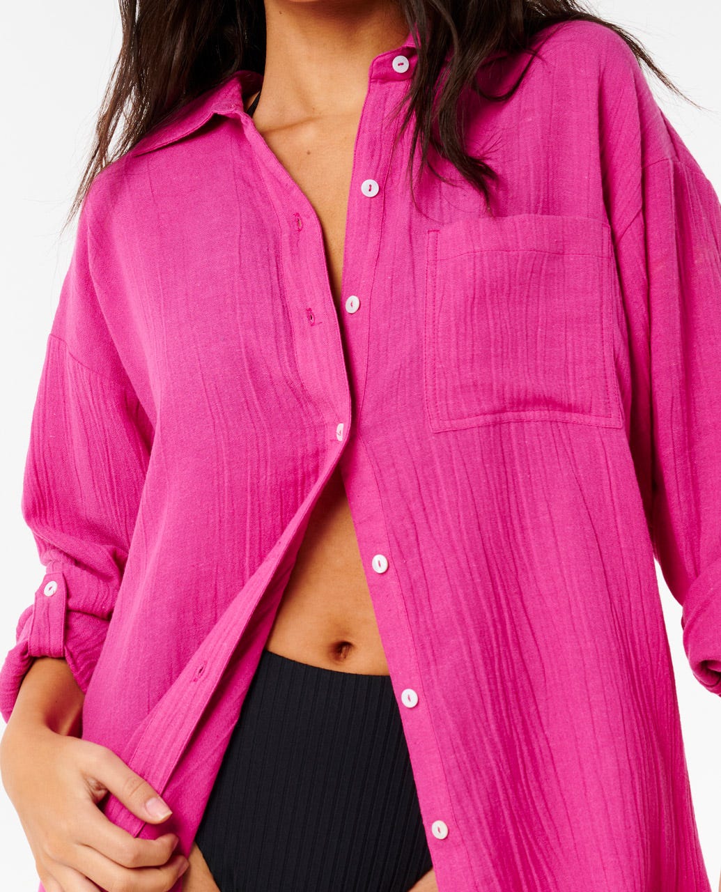 Rip Curl Women Premium Linen Long Sleeve Button Through Shirt