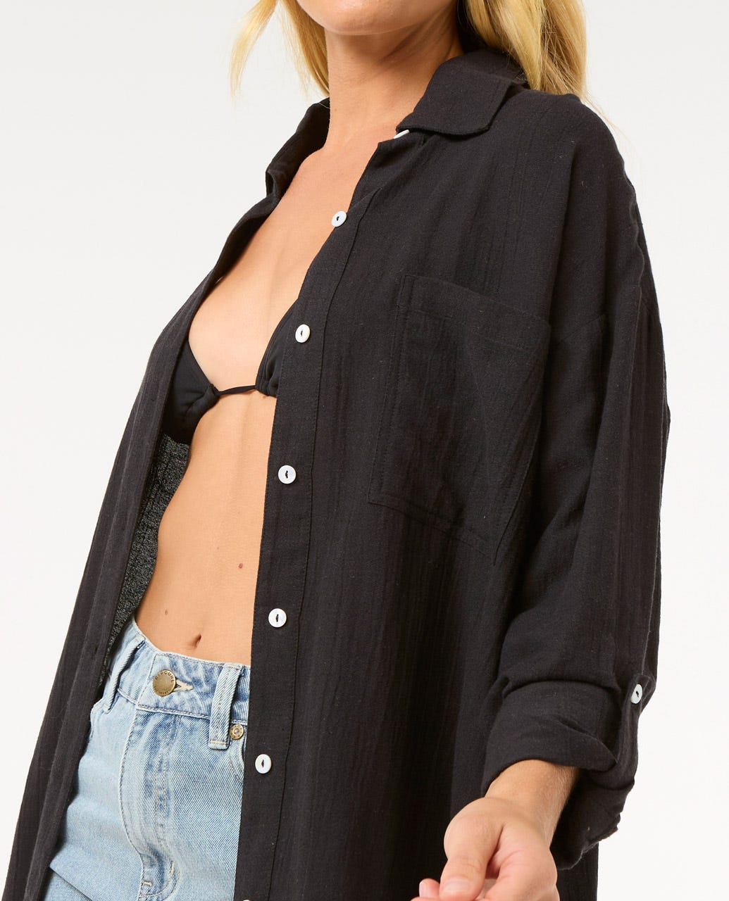 Rip Curl Women Premium Linen Long Sleeve Button Through Shirt