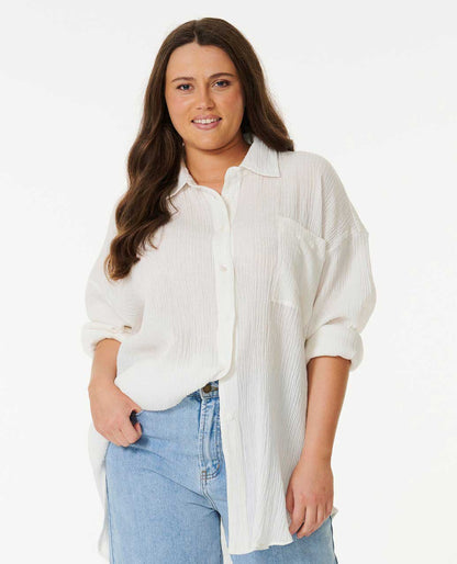 Rip Curl Women Premium Linen Long Sleeve Button Through Shirt