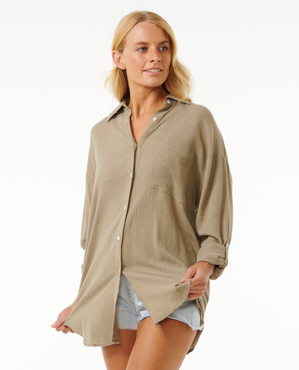 Rip Curl Women Premium Linen Long Sleeve Button Through Shirt