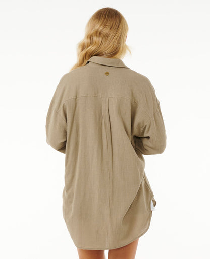 Rip Curl Women Premium Linen Long Sleeve Button Through Shirt