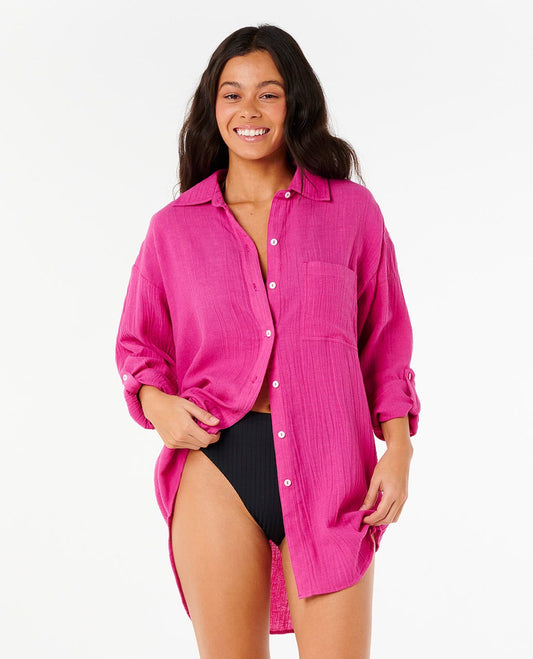 Rip Curl Women Premium Linen Long Sleeve Button Through Shirt