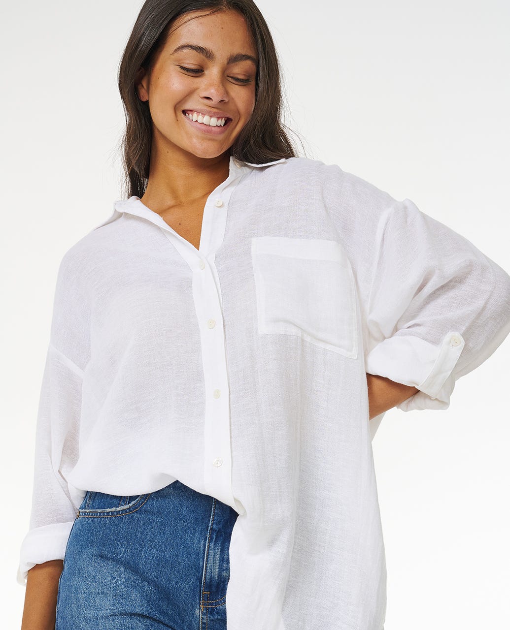 Rip Curl Women Premium Linen Long Sleeve Button Through Shirt