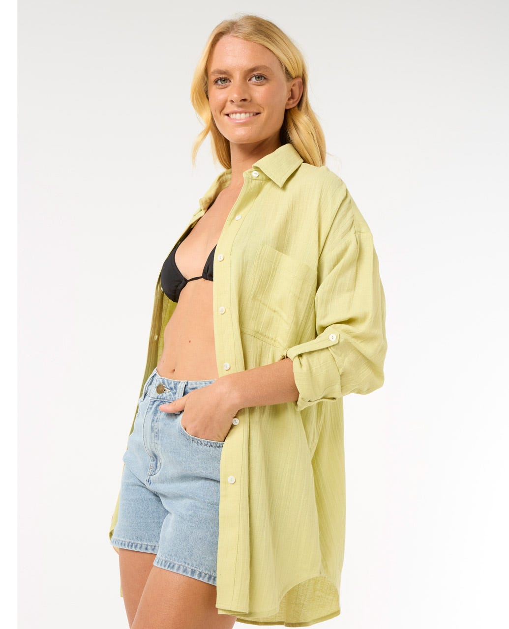 Rip Curl Women Premium Linen Long Sleeve Button Through Shirt