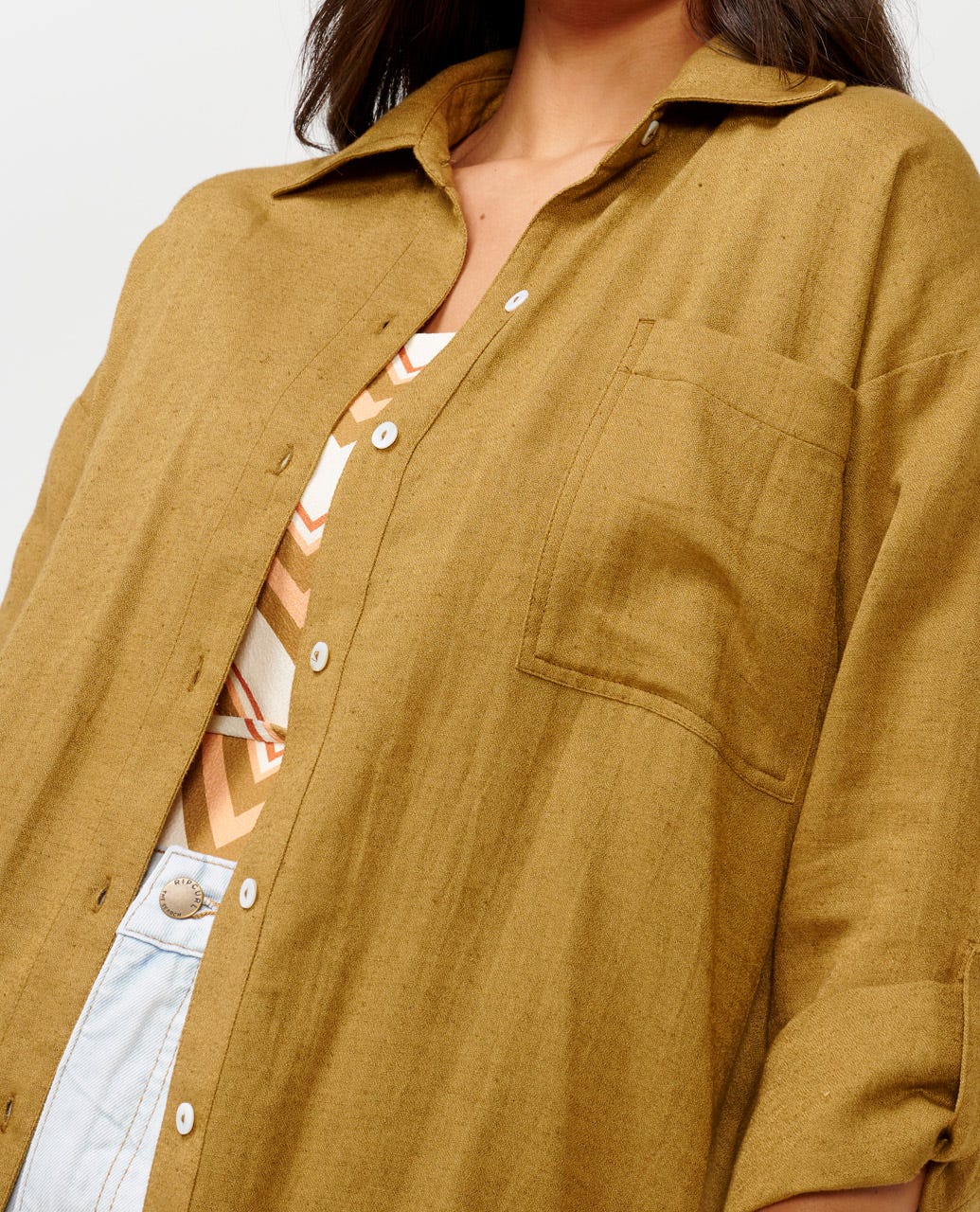 Rip Curl Women Premium Linen Long Sleeve Button Through Shirt