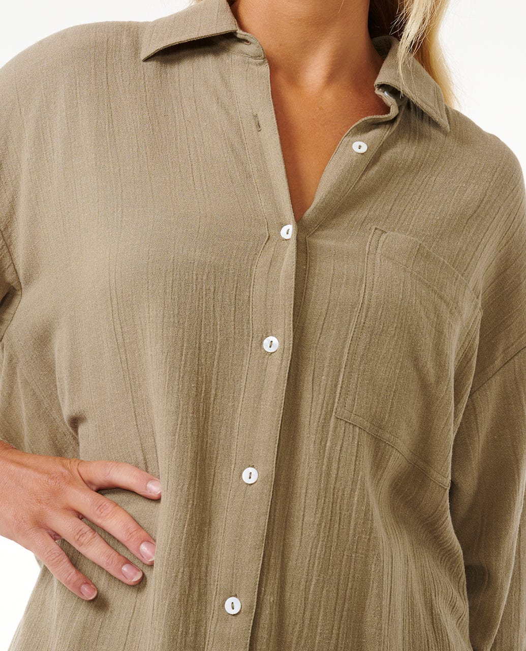 Rip Curl Women Premium Linen Long Sleeve Button Through Shirt