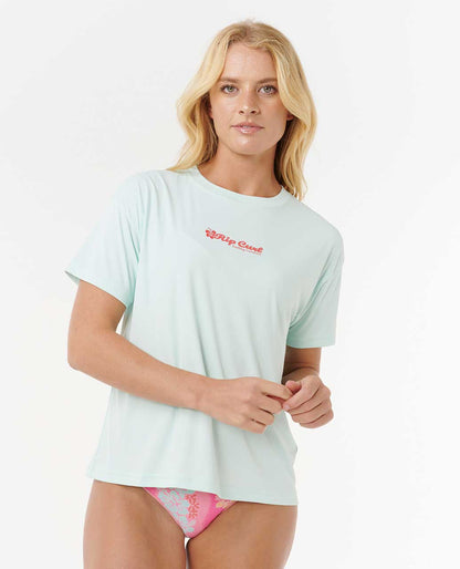 Rip Curl Women Aloha Keepsakes Short Sleeve Surf Lite Rash Guard