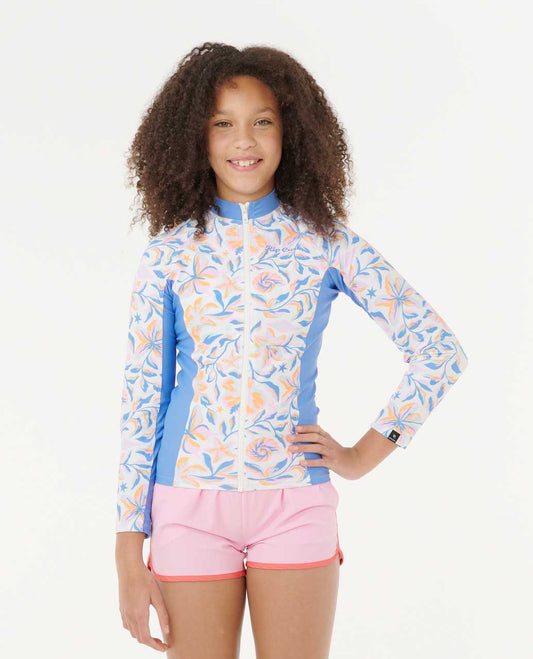 Rip Curl Kids Sunset Sky Zip Through Rash Guard - Girls (8-16 years)