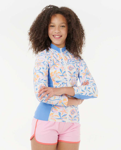 Rip Curl Kids Sunset Sky Zip Through Rash Guard - Girls (8-16 years)