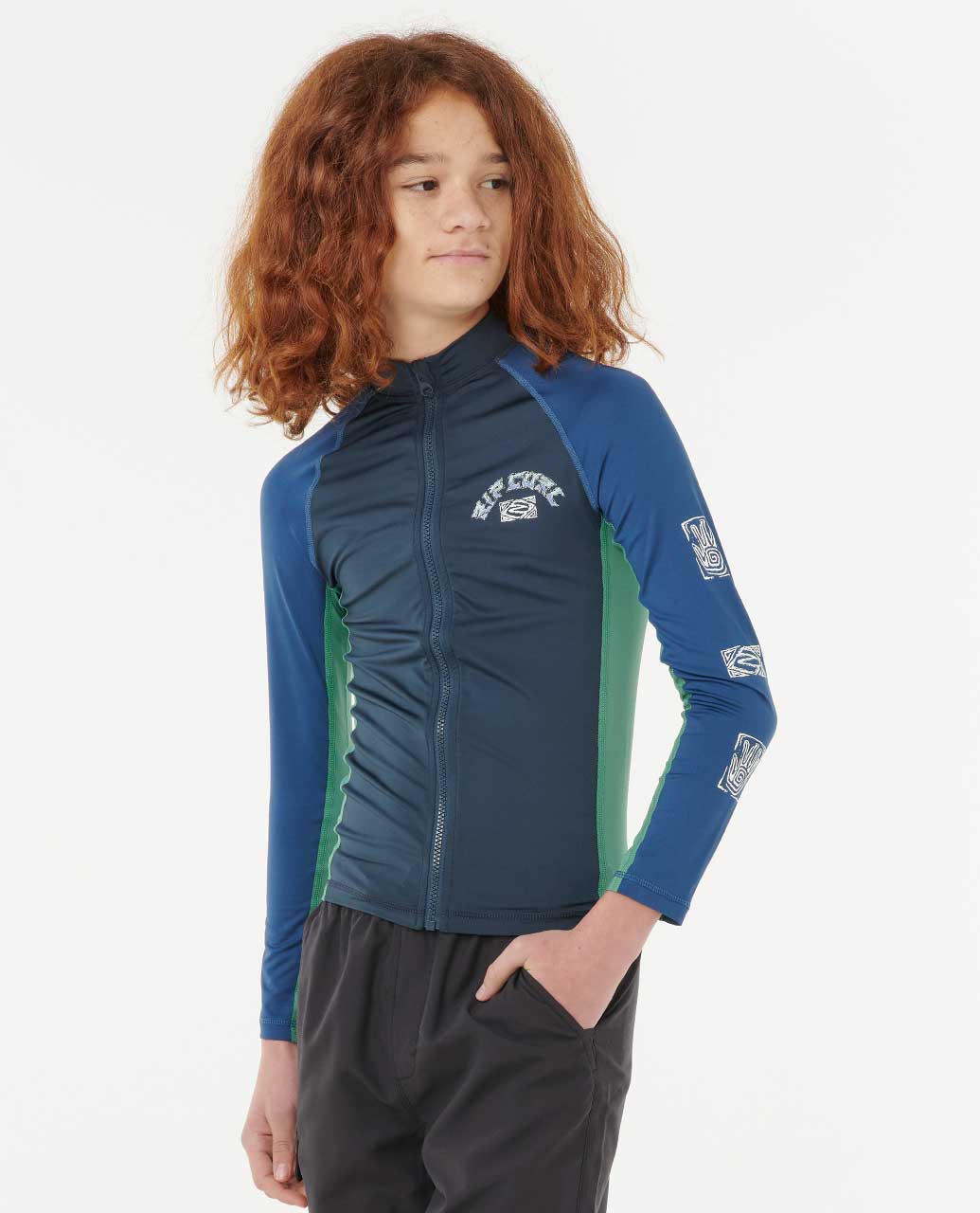Rip Curl Kids Tropic Daze UPF Long Sleeve Zip Through Rash Guard - Boys (8-16 years)