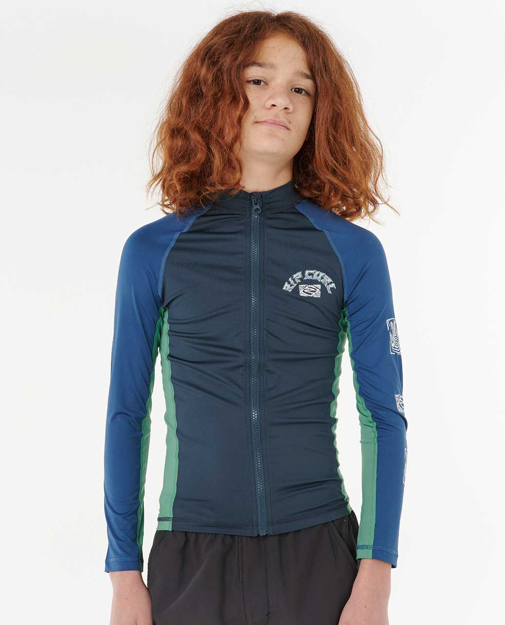 Rip Curl Kids Tropic Daze UPF Long Sleeve Zip Through Rash Guard - Boys (8-16 years)