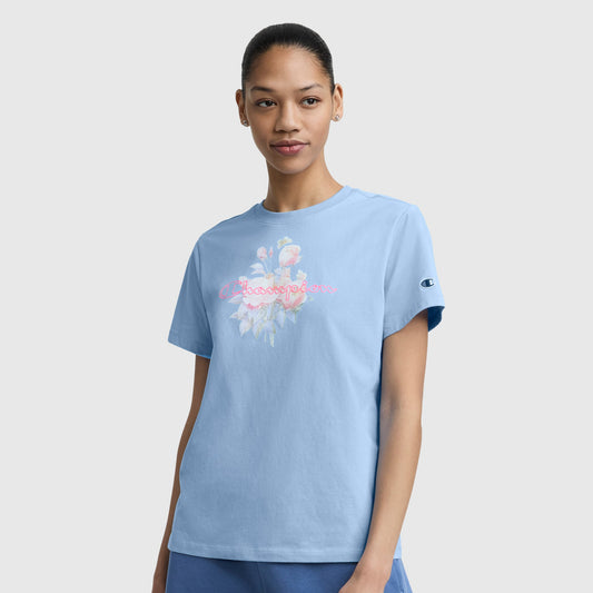 Placid Blue Blurred Roses Graphic T-Shirt