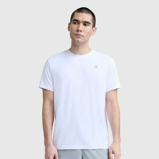 Bright White Sport Crewneck T-Shirt, Script Logo