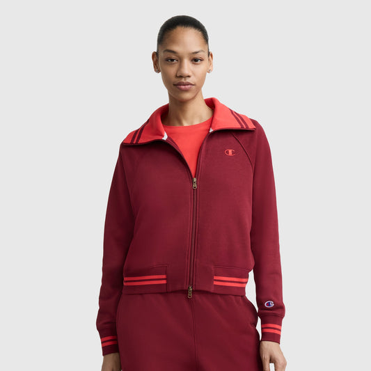 Pomegranate Pitcher Full-Zip Mockneck Top