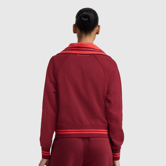 Pomegranate Pitcher Full-Zip Mockneck Top