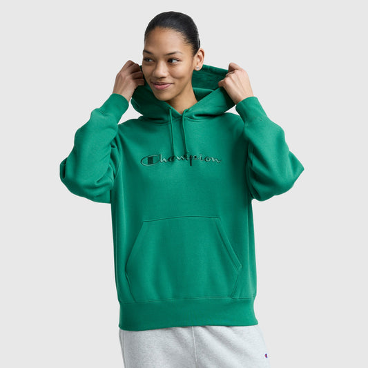 Verdant Green Powerblend Freshman Hoodie, Embroidered Script Logo